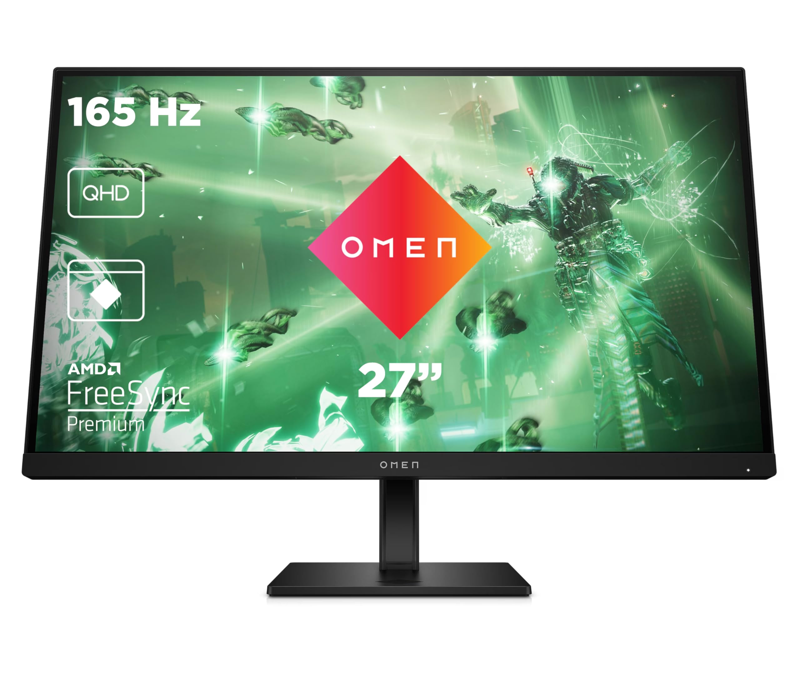 HP OMEN 27q - Monitor Gaming 27" QHD (2560 x 1440 a 165 Hz, IPS, 16:9, 1ms, HDMI, Antirreflejo, HDR, DisplayPort, AMD FreeSync Premium, Compatible con Consolas) Negro