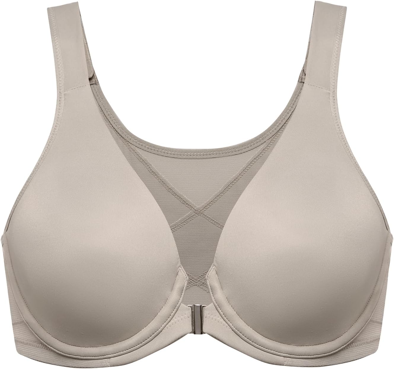 DELIMIRAWomen's Front Closure Bras Posture Full Coverage Plus Size Underwire Unlined Back Support Plunge Seamless Bra B-H