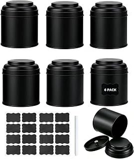 Airtight Double Lid Tea Tins, 8Oz Small Canisters for Loose Leaf Tea 6‑Pack