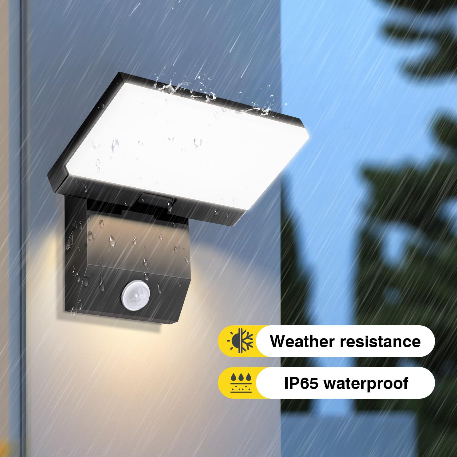 Applique a LED da esterno/interno 36W lampada da parete 3000K | con sensore di movimento luce calda pannello LED orientabile lampada da esterno per patio ingresso giardino balconi, 1pcs