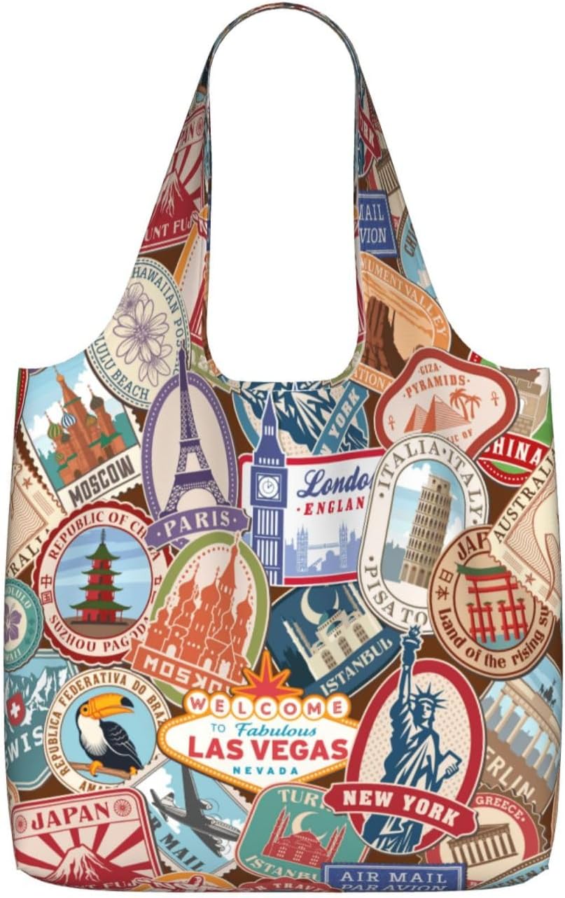 Large Reusable Grocery Tote Bag For Travel Compact Ultra-Lightweight Shopping Bags Folding To Fits In Pocket