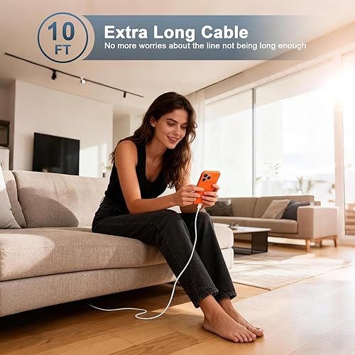 Miniatura 7 de [Certificado Apple MFi] Cargador de iPhone 17 de carga rápida, bloque de cargador USB C de 40 W para Apple con cable de carga tipo C a C extra largo