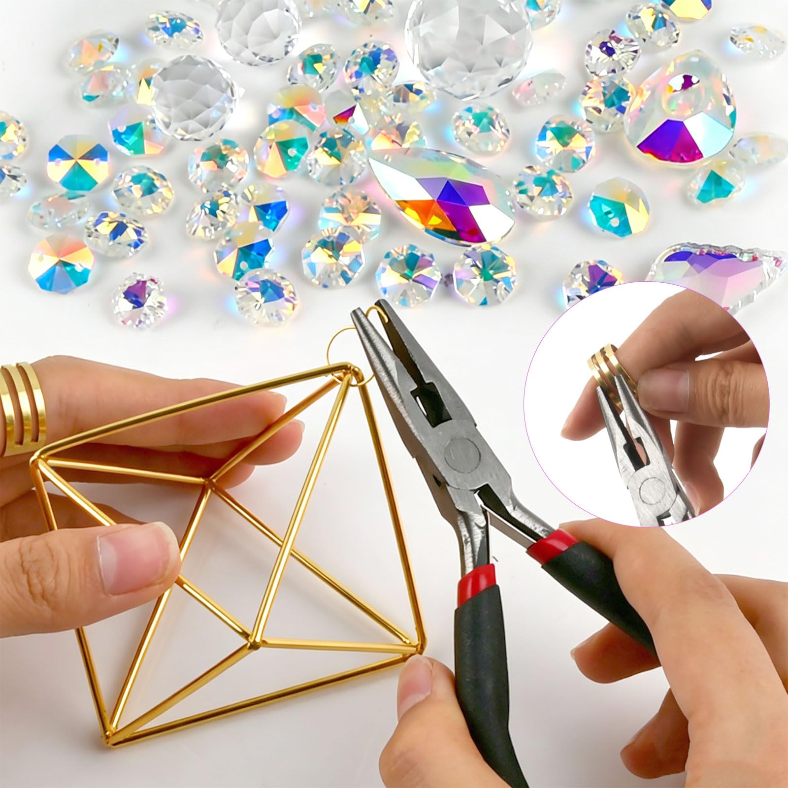 Atrapador Set de 400 Piezas Atrapasoles – Suncatcher & Sun Catcher de Cristal para Ventana, Atrapasoles Cristal Colgante, Atrapasole Arcoíris Colgante, Adecuado para Hogar, Jardín, Navidad, Boda