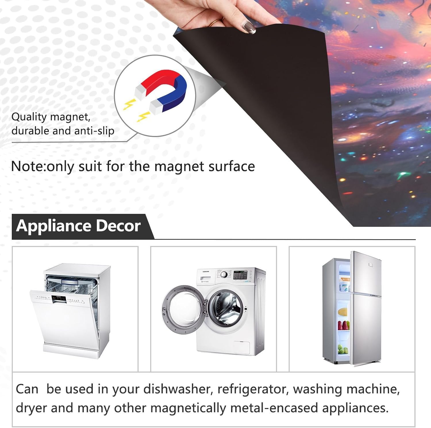 Dishwasher Magnet Cover Large Magnetic Stickers Dark Horse Starry Sky Front Dishwasher Cover for Home Kitchen Refrigerator Decorative Lid