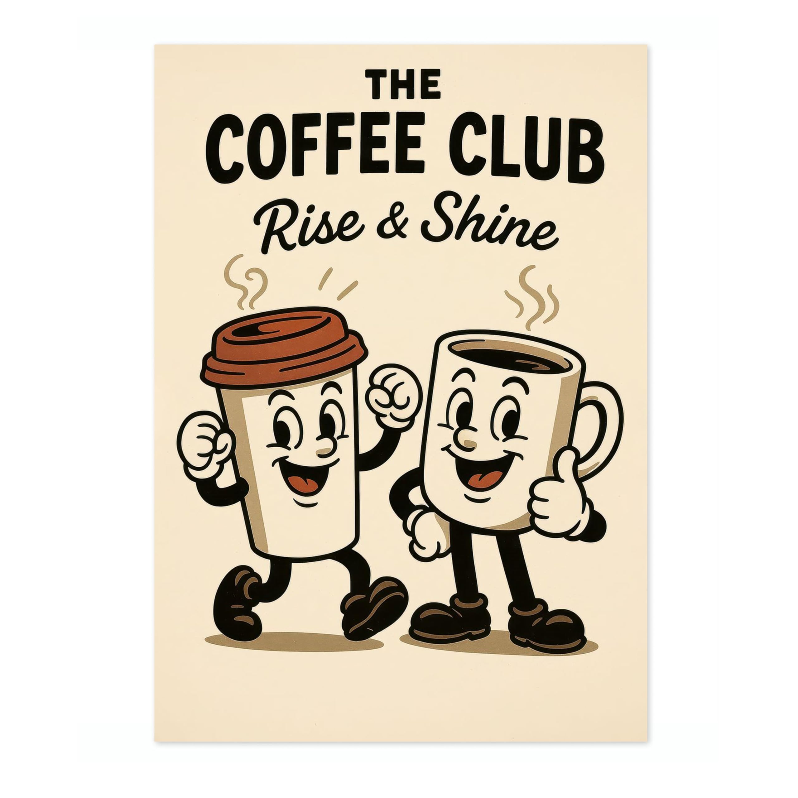 The Coffee Club Kitchen Wall Art, Modern Food Poster, Cartoon Mascot Prints, Kitchen Typographic Home Decor, A4 (Print Only) - 29.7x21cm โ image 1
