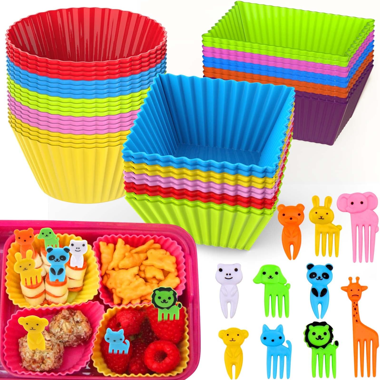Piklodo 80Pcs Slicone Lunch Box Dividers, 60Pcs Silicone