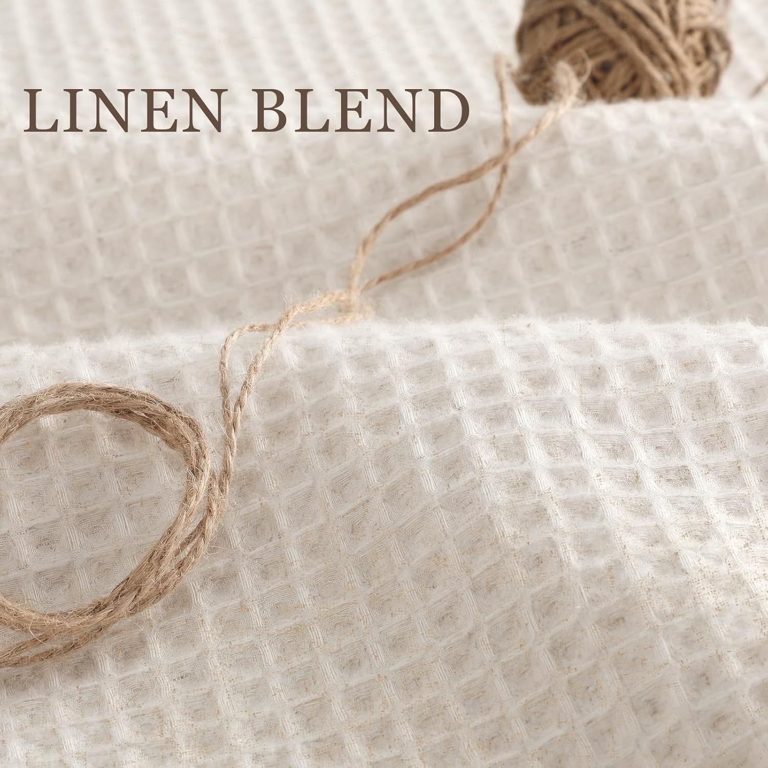 Linen Waffle Weave Shower Curtain Cream Shower Curtains for Bathroom Beige,72" W x 72" L