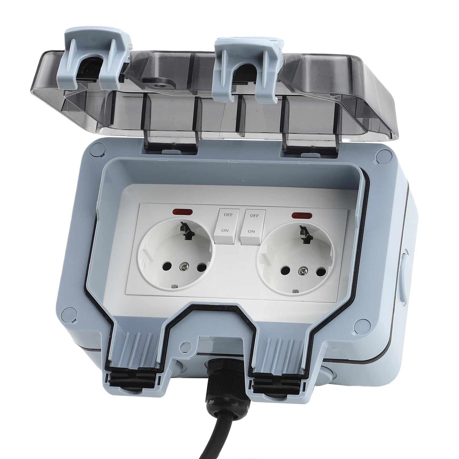 Generic Presa di Corrente da Esterno Resistente Alle Intemperie IP66 Resistente Alla Pioggia con Interruttore Indipendente per Giardini, Garage, 2 Prese (10 m / 32,8 piedi)
