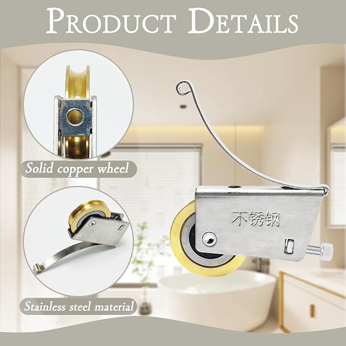 4 piezas polea para puerta corrediza, sistema cóncavo de acero inoxidable para armario o cocina miniatura 3
