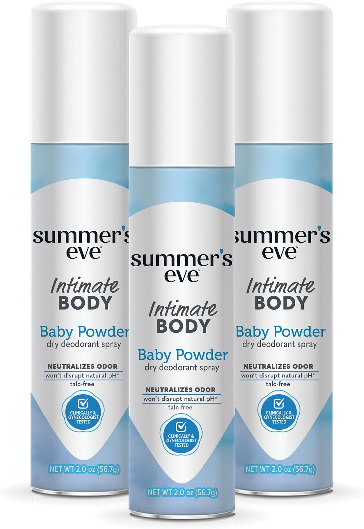 Baby Powder Gentle Daily Feminine Spray with Talc-Free, Odor-Neutralizing and Moisture-Absorbing Formula, 2 Oz, Pack of 3