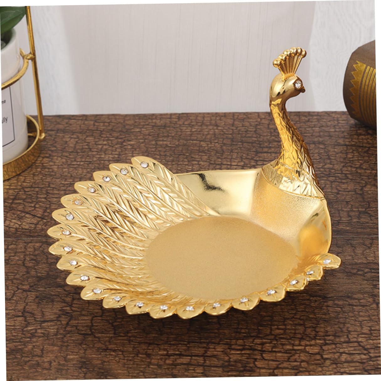 Elegant Feathered Snack Dish Decorative Fruit Platter Tray for Home Serving Candy Nuts Dried Fruit and Cookies Realistic Design Bright Color Luxury Tableware for Entertaining and