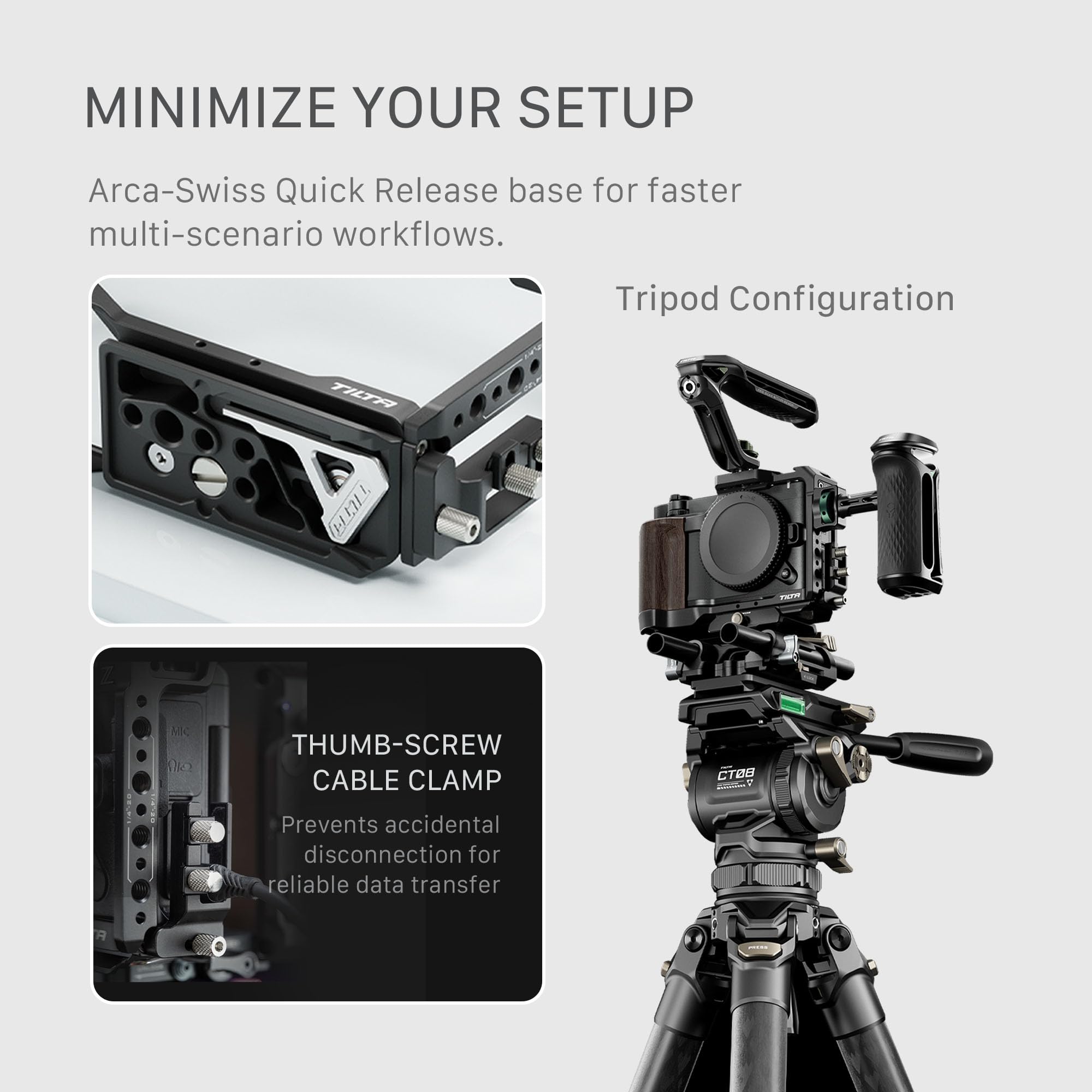 Tilta ZR Cage, gabbia completa per fotocamera compatibile con Nikon ZR con filettature da 3/8“-16, 1/4”-20, micro HDMI e morsetto per cavo USB-C - Nero TA-T98-FCC-B