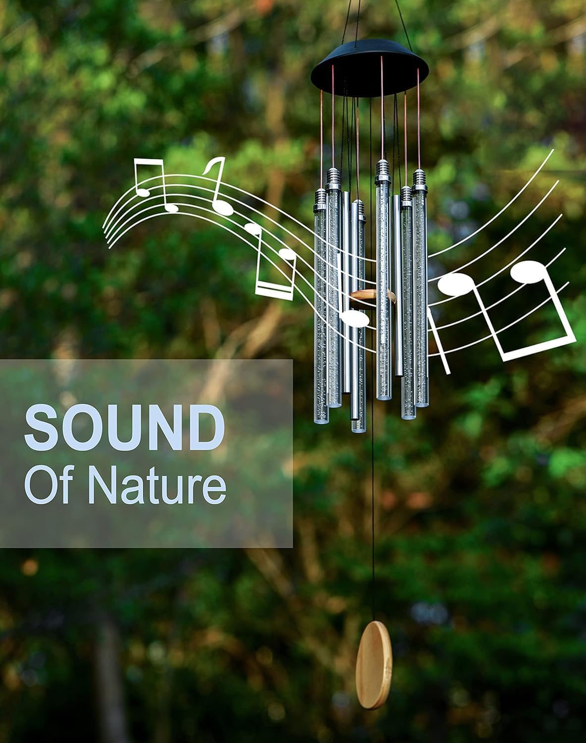 Solar Wind Chimes for Outside, 6 LED Tubes Color Changing Outdoor Clearance Unique Garden Decor Colorful Patio,