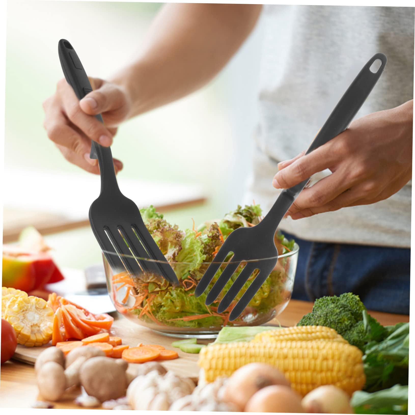 HEMOTON 2 Uds. tenedor de cocina de silicona para huevos triturador de patatas Gadgets para el hogar Cucharas de silicona utensilios de cocina tenedores herramientas
