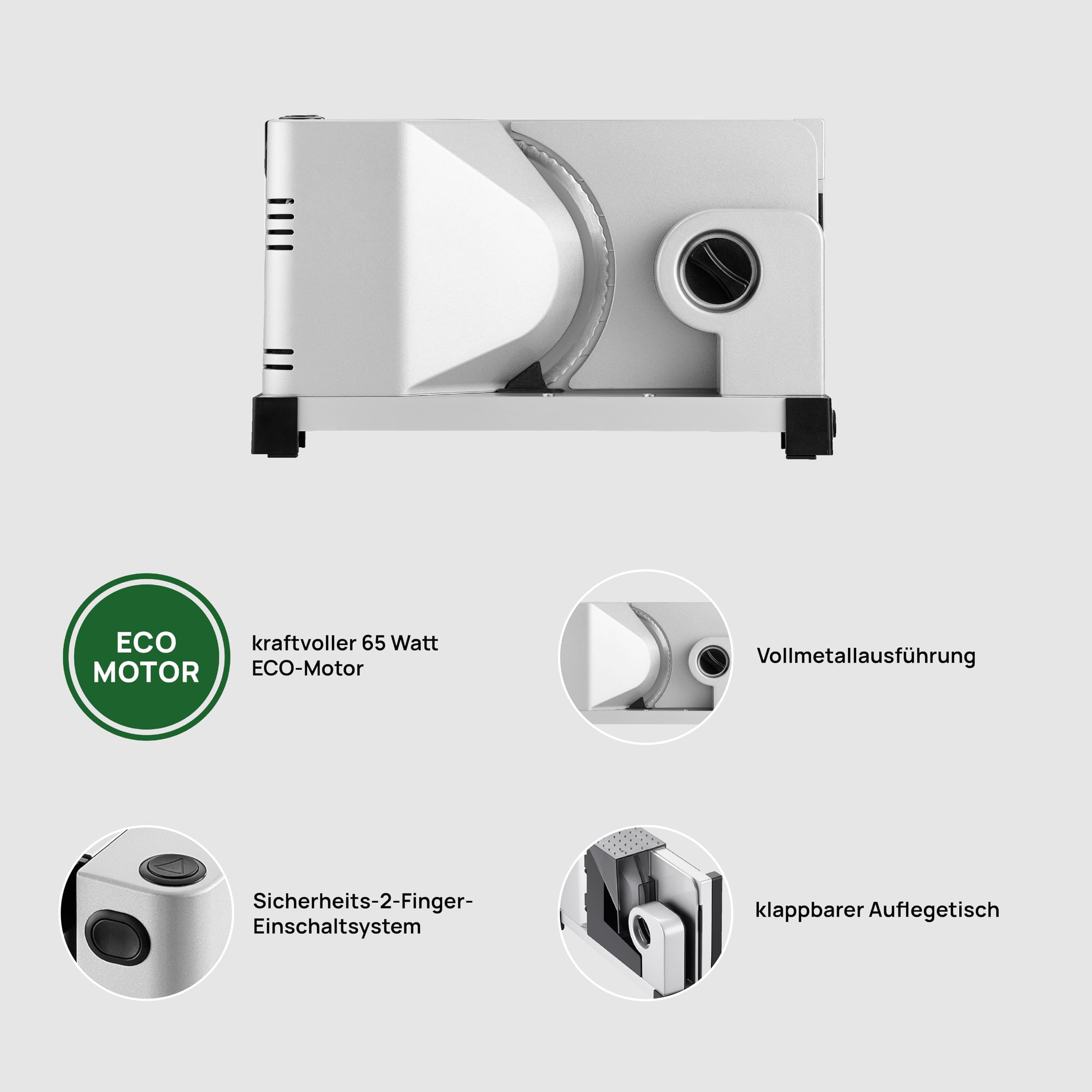 Ritter Allesschneider icaro 7, elektrischer Allesschneider mit ECO-Motor, made in Germany, Silbermetallic