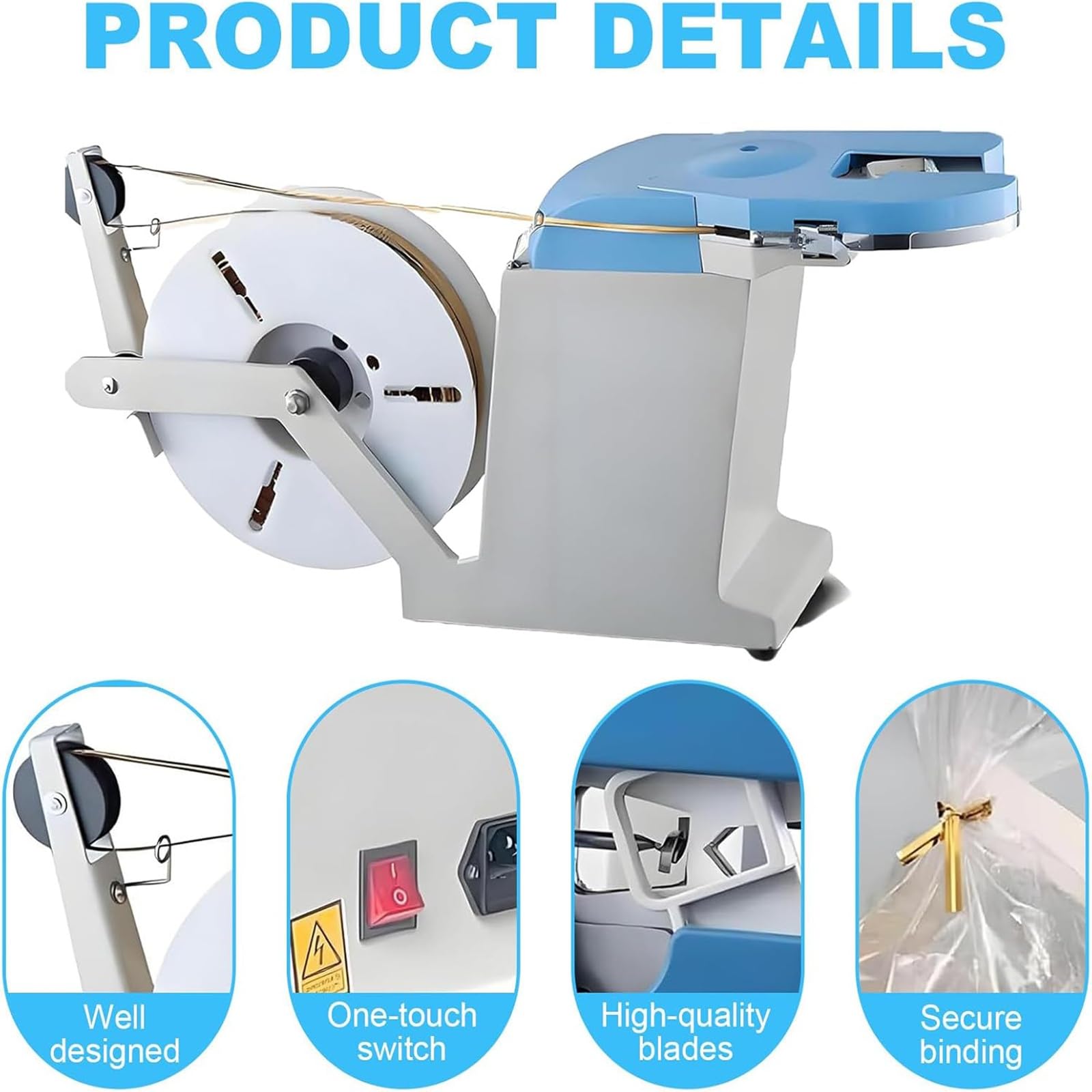 Macchina automatica di chiusura per sacchetti per imballaggi alimentari, efficiente sigillatrice Twist Tie con diametro del filo regolabile, ideale per supermercati e panetterie