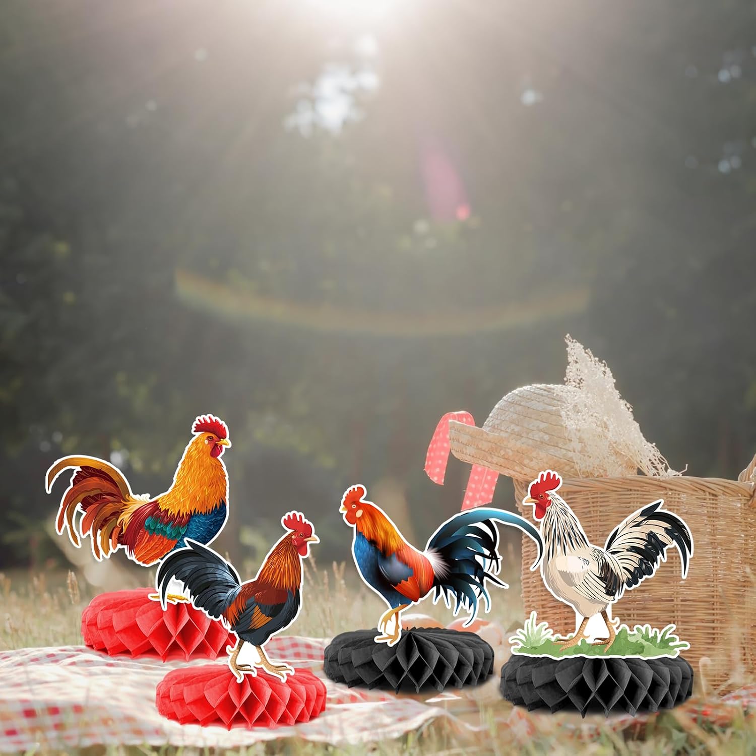 8Pcs Rooster Honeycomb Centerpieces for Tables image 4