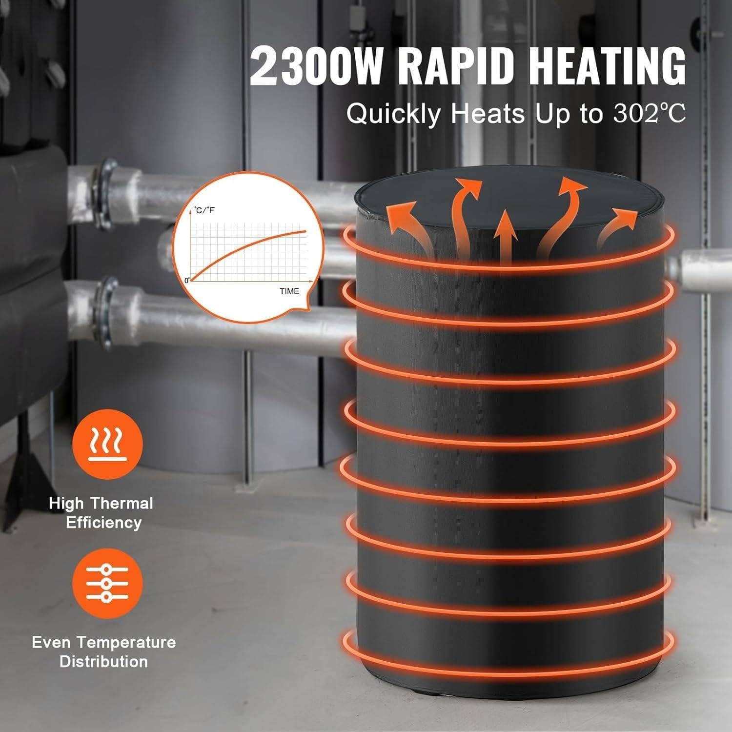 200L/1000L IBC Plastikowa Podkładka Grzewcza Zbiornika, Koc Grzewczy z Cyfrowym Wyświetlaczem, 0-150°C Regulowana Temperatura, Elektryczny Wodoodporny Koc Grzewczy Do Beczek z Olejem, Rur Black-200L