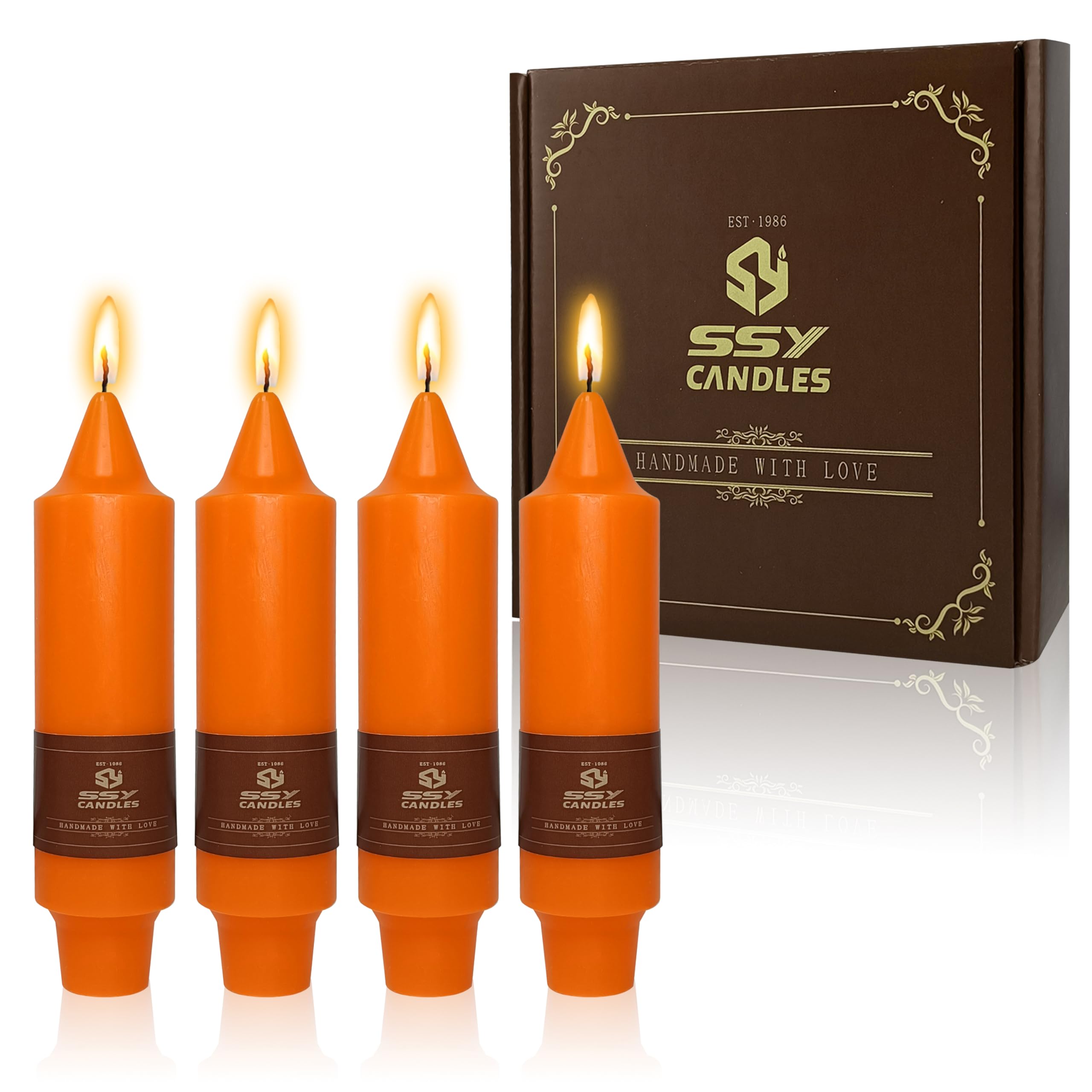 4 PCS Colored Candlesticks Orange Short Candle for Halloween Thanksgiving Day Dinner Household Décor Candlesticks