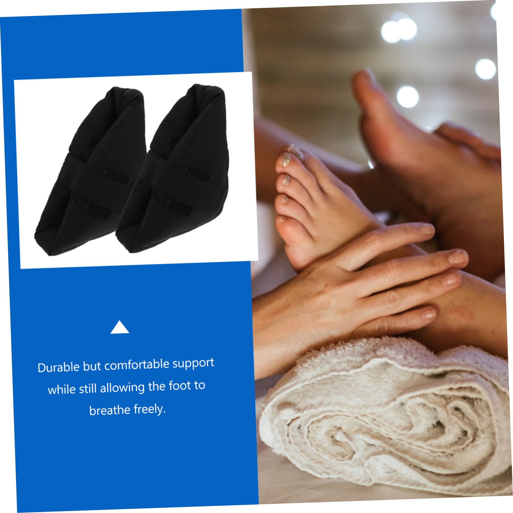 Protectores de Talón Elásticos Negros, Cojines Transpirables para Aliviar Presión, Material Textil y Cellucotton, Accesorios Cómodos para Uso Hospitalario y Doméstico