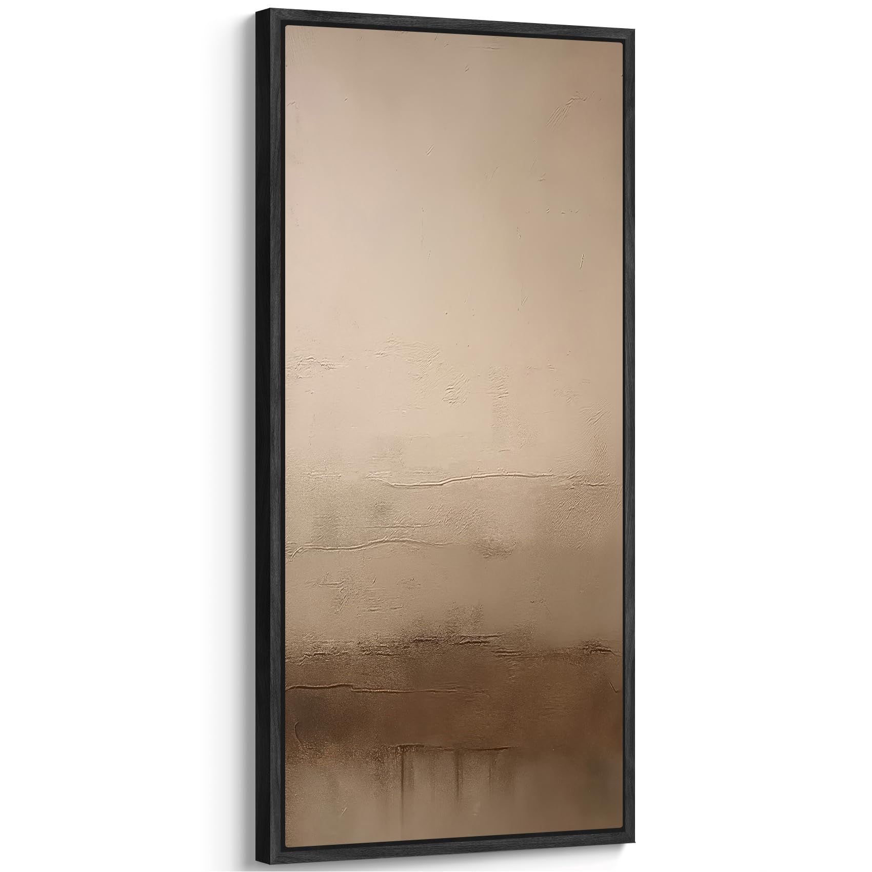 wall26 extra large framed wall art canvas print - neutral beige and brown minimalist abstract wall decor - contemporary artwork for living room bedroom office black