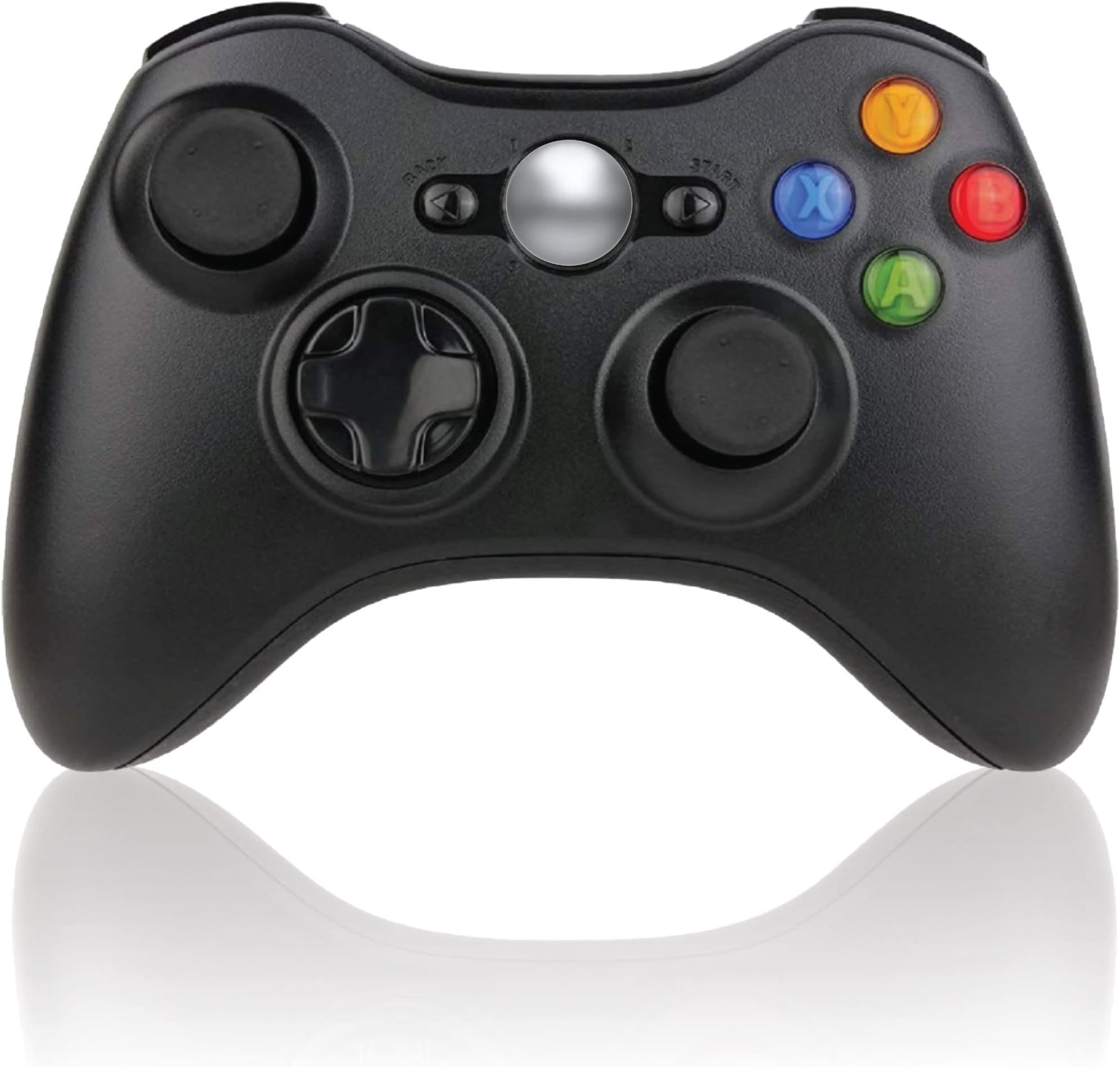 BEK Controller Replacement for Xbox 360 Controller Wireless Remote Gamepad, Non-Slip Joystick Thumb Grips, Double Shock, Live Play, Compatible with Microsoft Xbox 360 Slim PC Windows 10 8 7 (Black)
