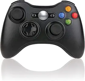 Substituição do controle BEK para controle remoto Xbox 360 sem fio, joystick antiderrapante, choque duplo, reprodução ao vivo, compatível com Microsoft Xbox 360 Slim PC Windows 10 8 7 (preto)
