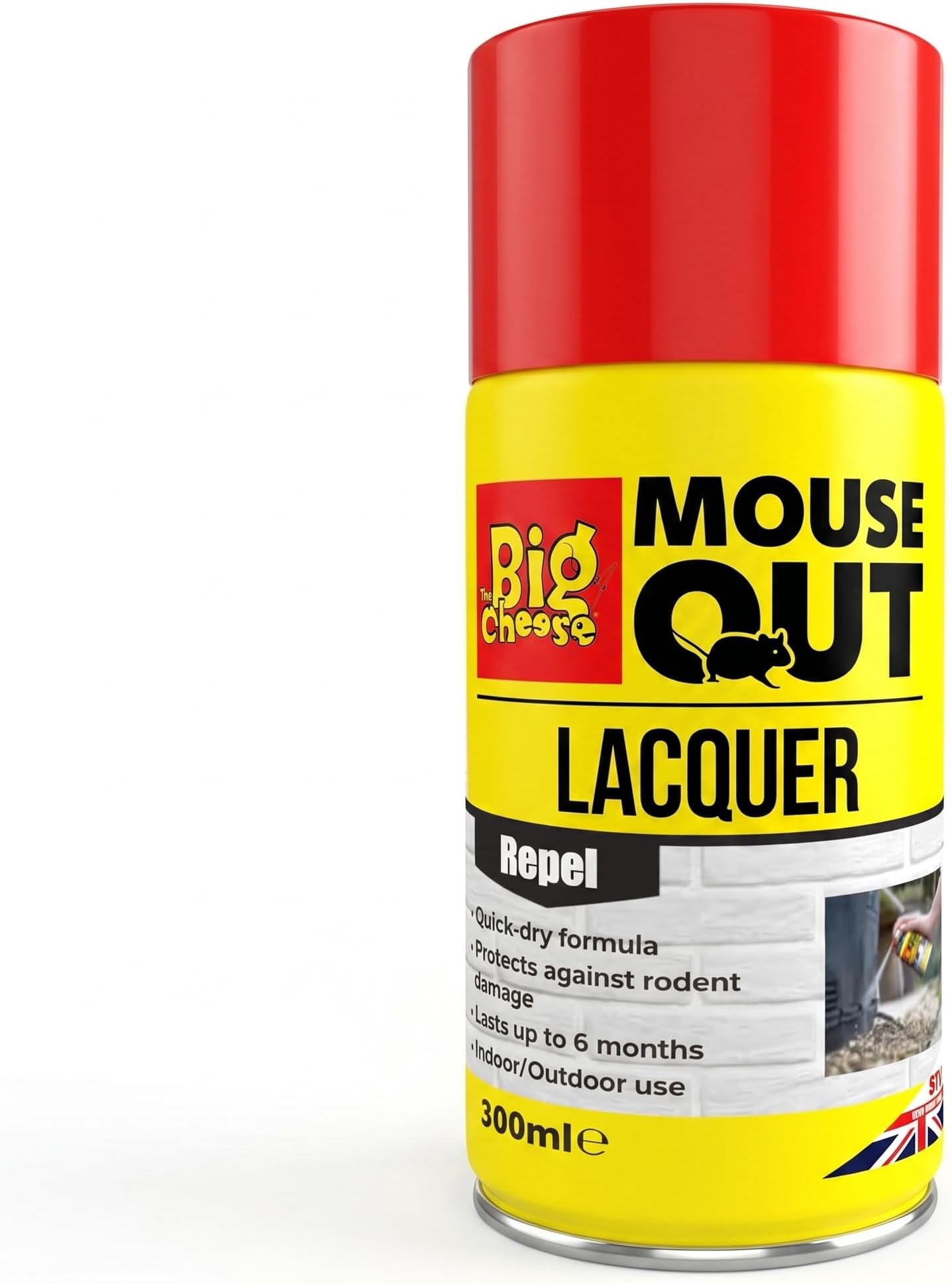 The Big Cheese Anti Mouse Lacquer – 300 ml Aerosol Mouse Biting and Chewing Deterrent/Repellent Hard Surface Application Mint Scented Waterproof Ready-To-Use