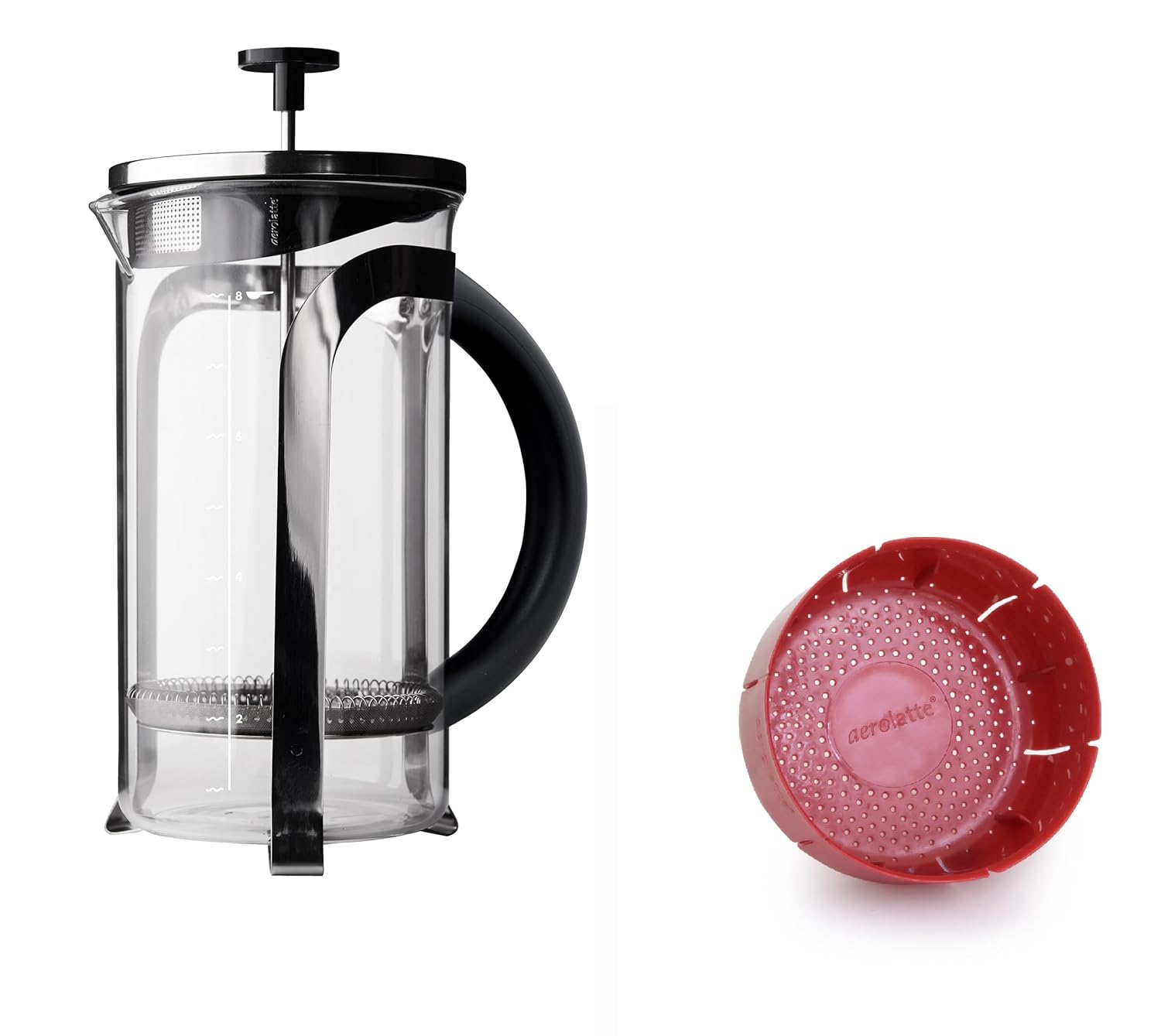 Aerolatte 8-Cup Glass French Press Coffee Maker with Grounds Catcher