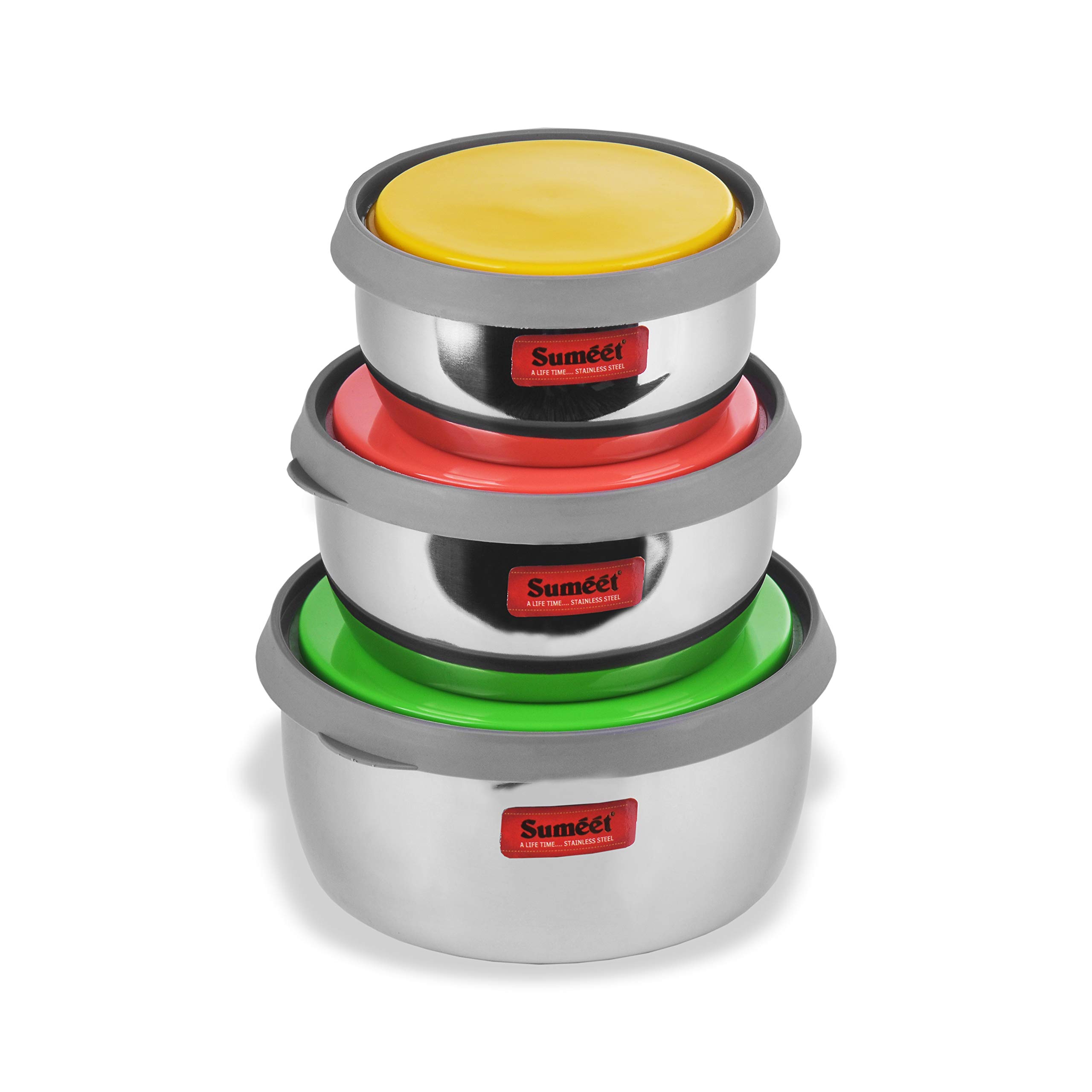 Sumeet Stainless Steel Modena Food Storage Airtight & Leak Proof Containers Set of 3 pc (400 ml; 500 ml & 800 ml), Silver (B07HKF1W4S) Amazon Price History, Amazon Price Tracker