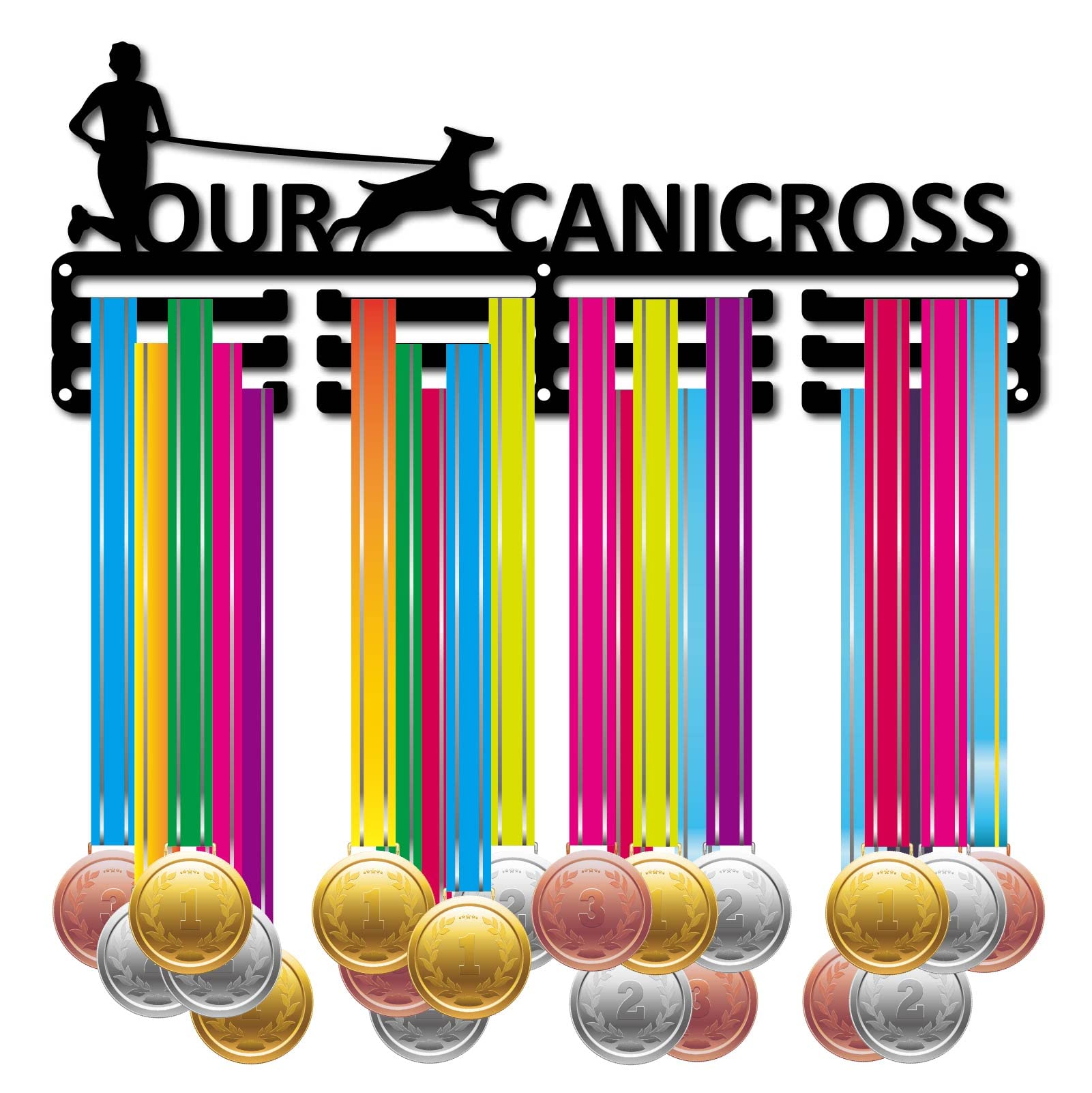 CREATCABIN Soporte Medallas Natación Sincronizada Exhibición Deportivas Colgador Pared Decoración Acero Inoxidable Premio Colgar para Hogar Almacenamiento Atleta Nadador Maratón Más 60 medalla 40x15cm — view 12