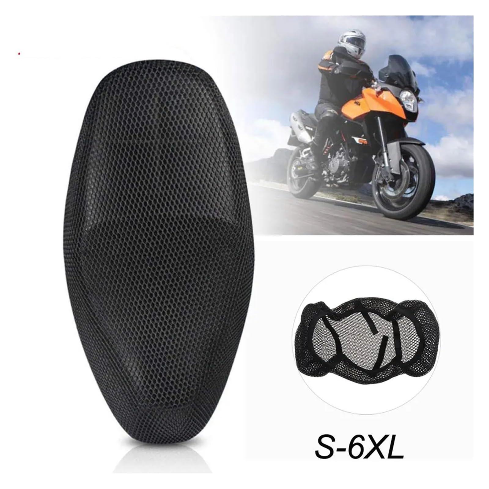 Coprisedili per moto Mesh 3D Traspirante Antiscivolo per Coprisedili per Moto, Ciclomotori e per Scooter S–6XL(6XL)
