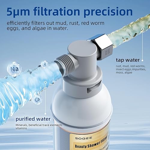 Miniatura 2 de SOGEE Cabezal de filtro de ducha 3.0 para agua dura, certificado NSF42, elimina el cloro, los sedimentos, reduce la picazón en la piel seca, la