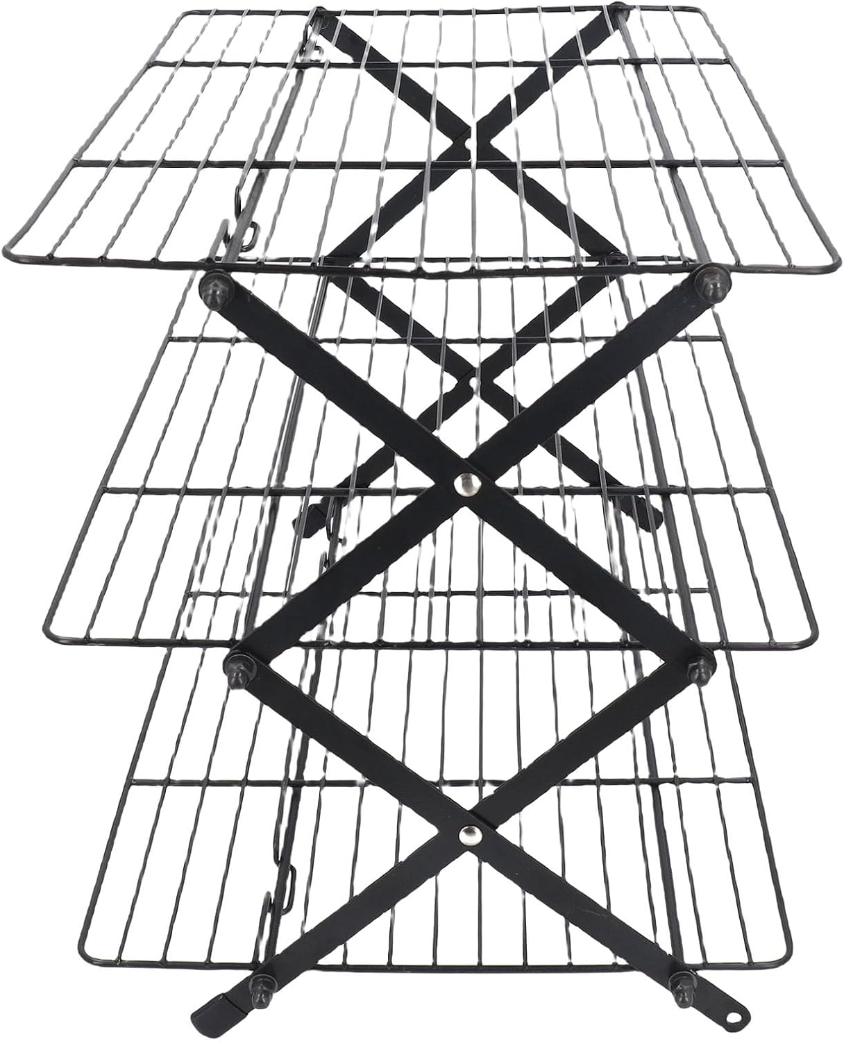 Luqeeg Cooling Rack, 3 Tier Collapsible, Adjustable Stackable Non Stick Wire Baking Rack, 17.3 X 10 Inch, for Baking, Roasting, Drying Cookies, Cakes, Space Saving & Easy