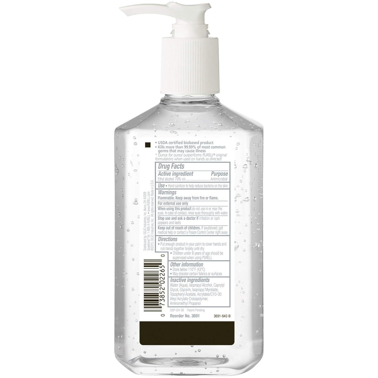 PURELL Advanced Hand Sanitizer Green Certified Refreshing Gel, Fragrance Free, 12 fl oz Pump Bottle (Pack of 12) - 3691-12