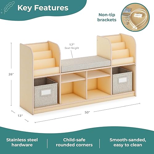 Miniatura 2 de Guidecraft EdQ - Rincón de lectura - Natural: estantería multiusos de madera y organizador de juguetes; muebles de madera contrachapada de abedul