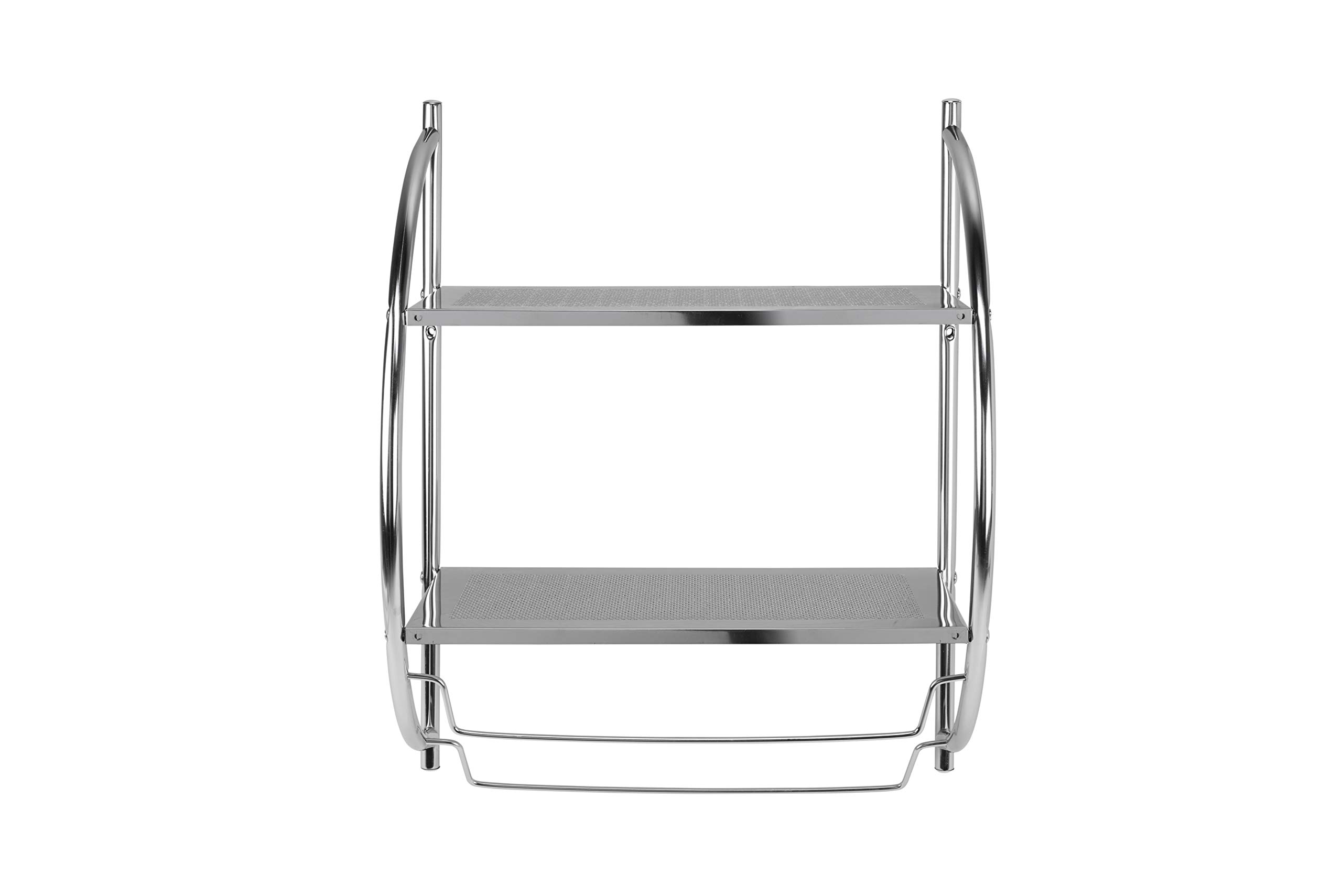 Croydex QM262041 - Estantería Curvada de Pared de Acero Cromado y toallero, 25,5 x 45 x 54,3 cm