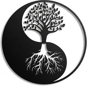 DEKADRON Metal Wall Art, Tree of Life Wall Art, Metal Yin Yang Wall Decor, Interior Decoration, Wall Hangings 28" W x 28" H / 72x72 cm