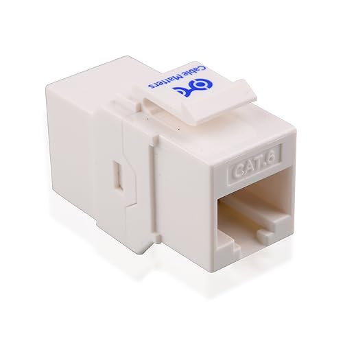 Miniatura 3 de Cable Matters - Paquete de 5 acopladores Keystone Cat6 de 10 Gbps, RJ45 Keystone JackEthernet hembra a conector modular hembra en blanco para panel