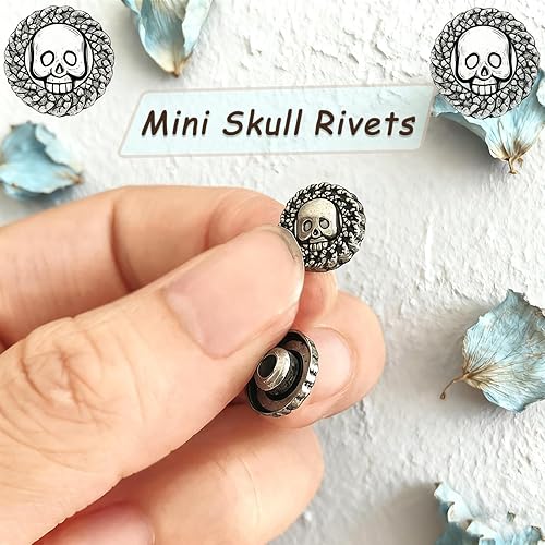 Miniatura 5 de Mingchen 100 piezas retro lindo cráneo decorativo remache botones de metal fundición conchos botón personalidad DIY equipaje artículos de cuero