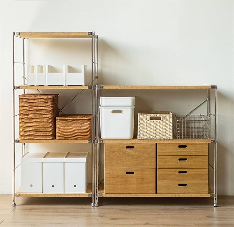 Amazon.com: KIRANDY Stainless Steel Solid Wood Shelf, Floor