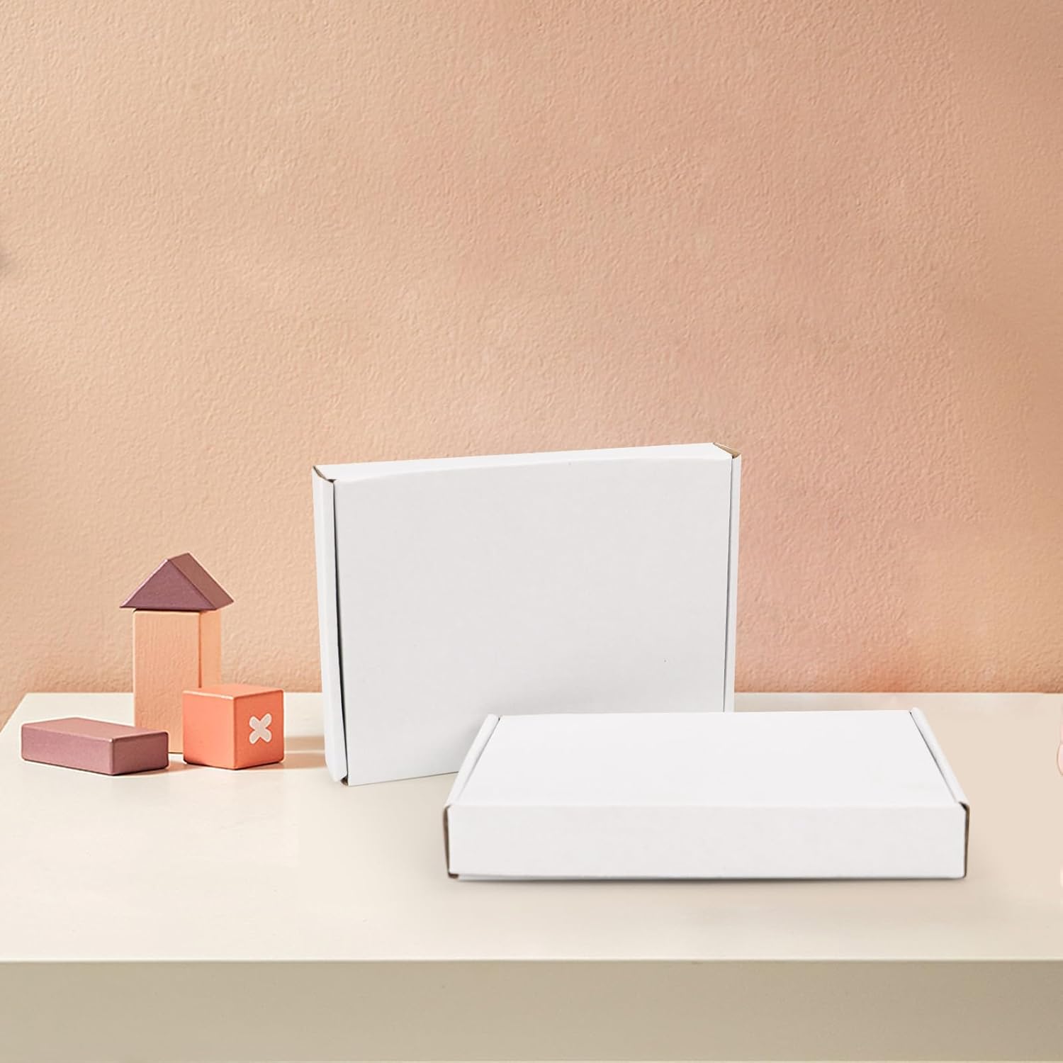 HORLIMER 7x5x1 Shipping Boxes Set of 50, White Corrugated Cardboard Mailer Box for Packing Small Business