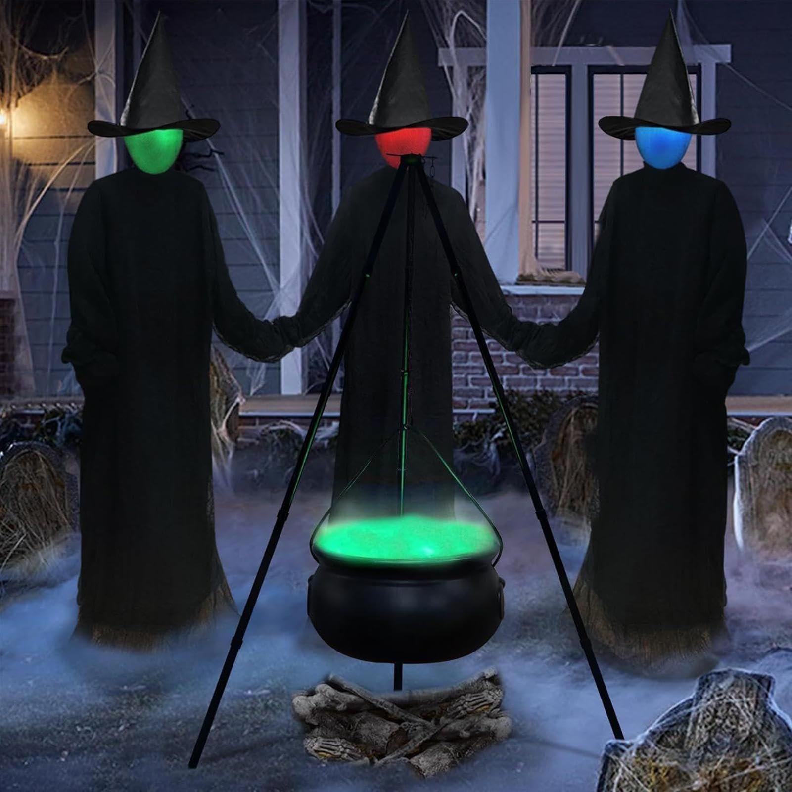Kocioł Dekoracyjny Halloween Dekoracyjne Wiaderko Na Słodycze Ze Statywem I | Miska Kocioł do Ogrodu Przyjęcia Plenerowego Nawiedzonego Domu Patio Ganku Podwórka Trawnika