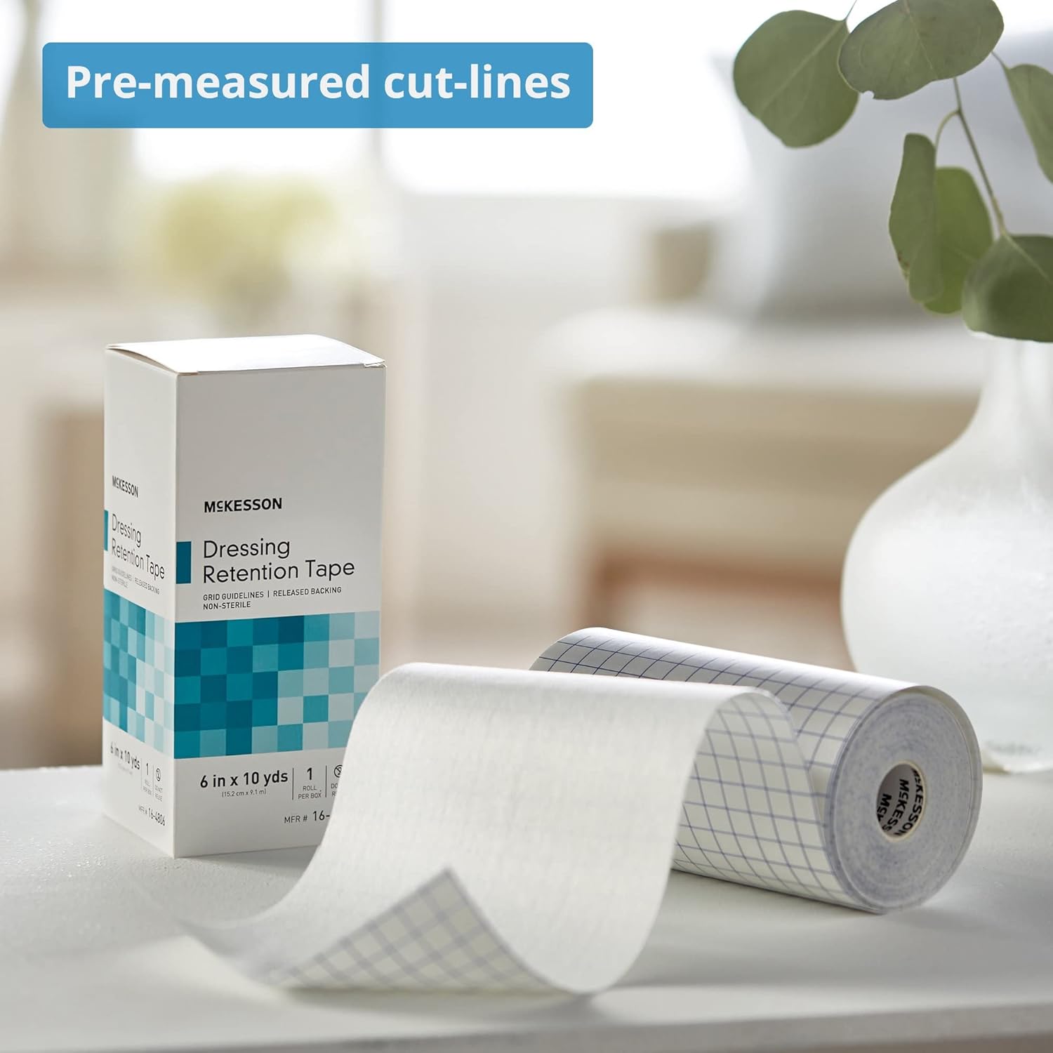McKesson Dressing Retention Tape, Non-Sterile, Gride Guidelines, 6 in x 10 yd, 1 Roll