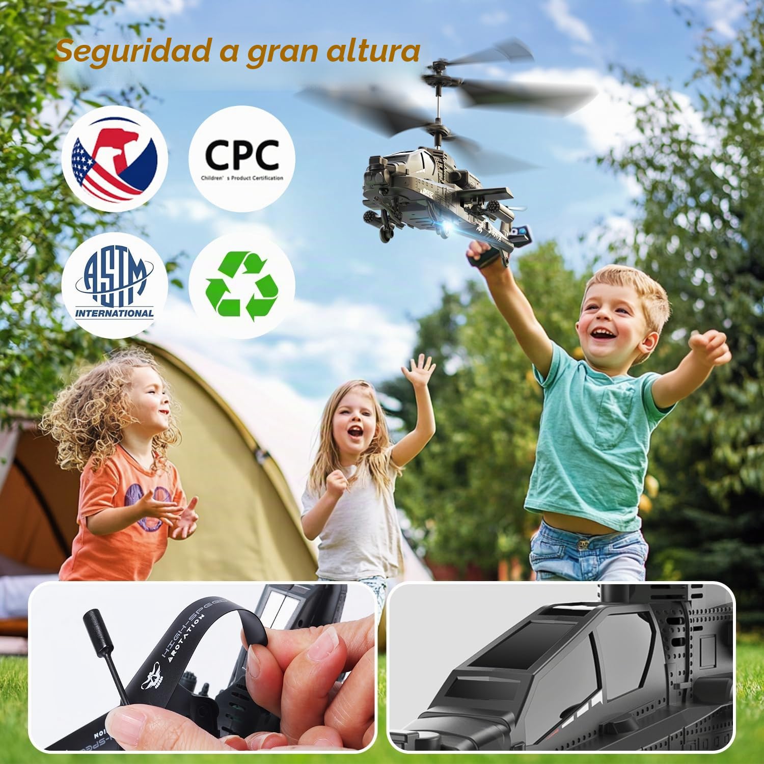 DEERC Helicóptero RC, avión RC para niños y Adultos, helicóptero de Control Remoto de 2,4 GHz, Tiempo de Vuelo de 30 Minutos, Luces LED y retención de altitud, Juguete para niños de 8 a 12 años