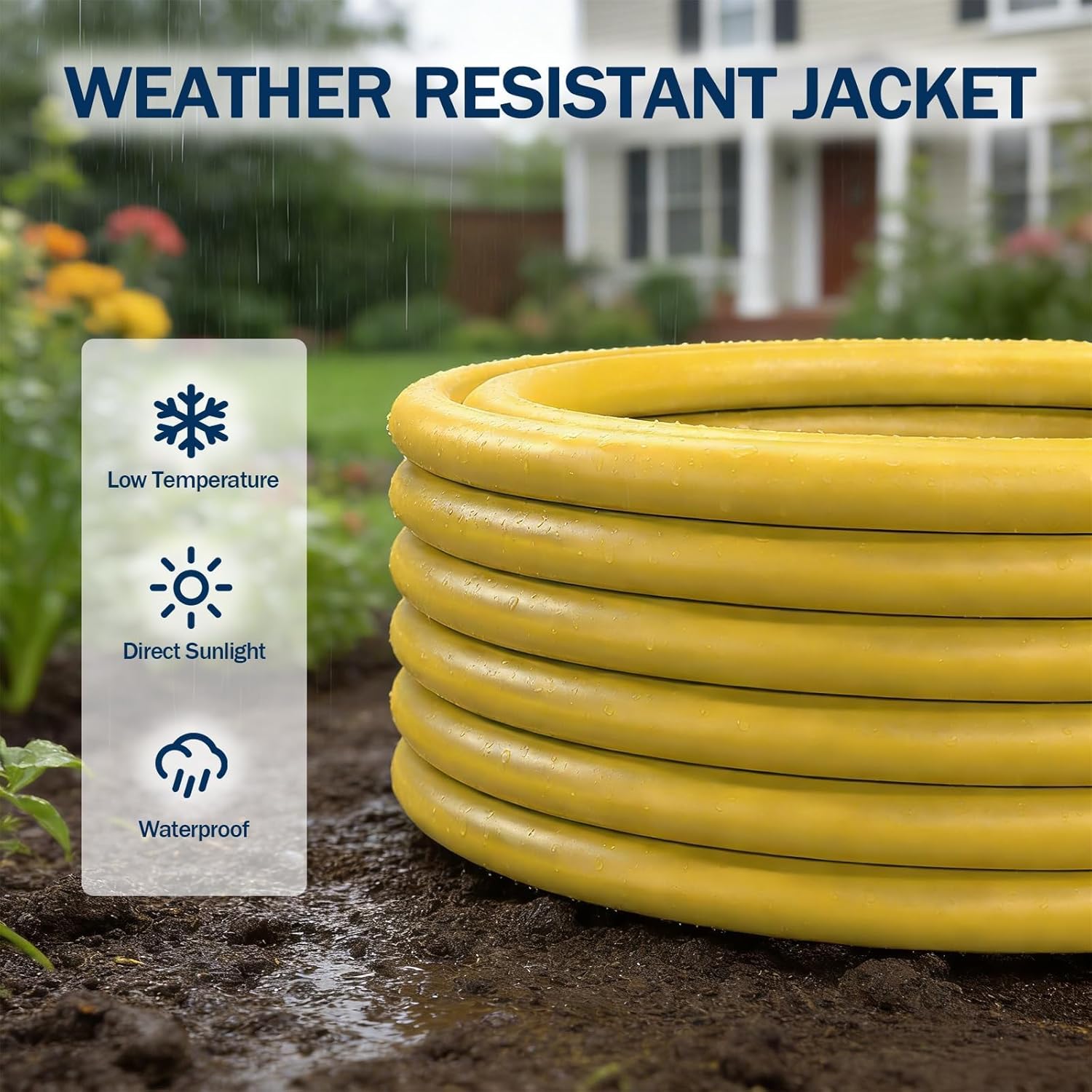 EP 25 Ft 10 Gauge Outdoor Extension Cord with T-Blade Plug, Heavy Duty NEMA 5-20 P/R Power Cord, 20A 250V 10/3 STW Cable for Lawn, Garden, Appliance, Yellow