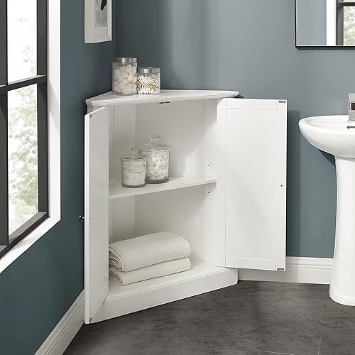 Miniatura 11 de Crosley Furniture Shoreline - Armario de almacenamiento apilable de esquina con estantes, cocina, comedor, lavandería, color blanco