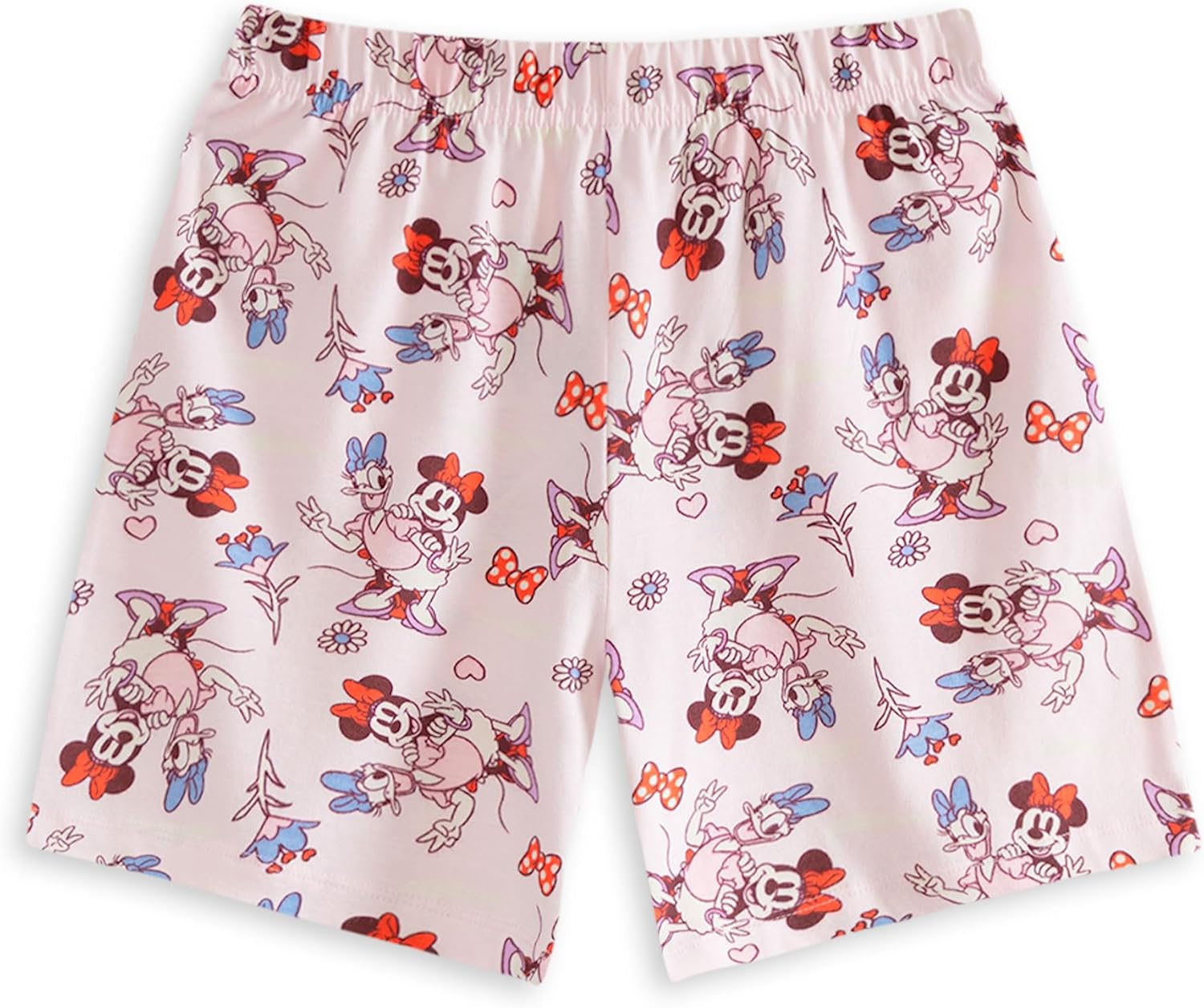 Disney Minnie Mouse Girls Pink & Blue Co-ordinated Set | Short Sleeve Top & Shorts | Character Print Loungewear