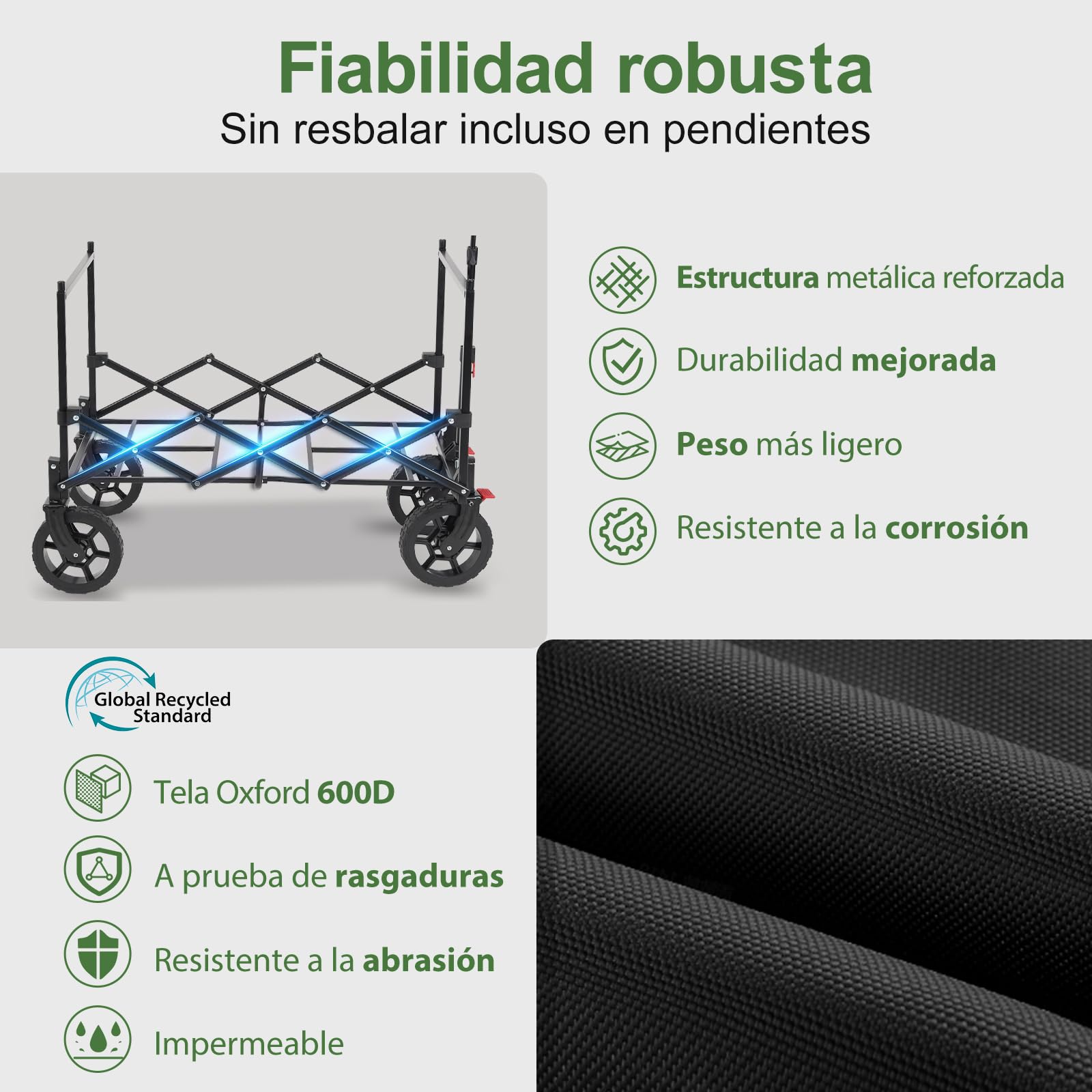 Sekey XXL Carro Playa Plegable con Techo 150L 150KG, Carro Plegable con Ruedas, Carrito Playa con Protección Solar para Playa Camping SE4018, Negro