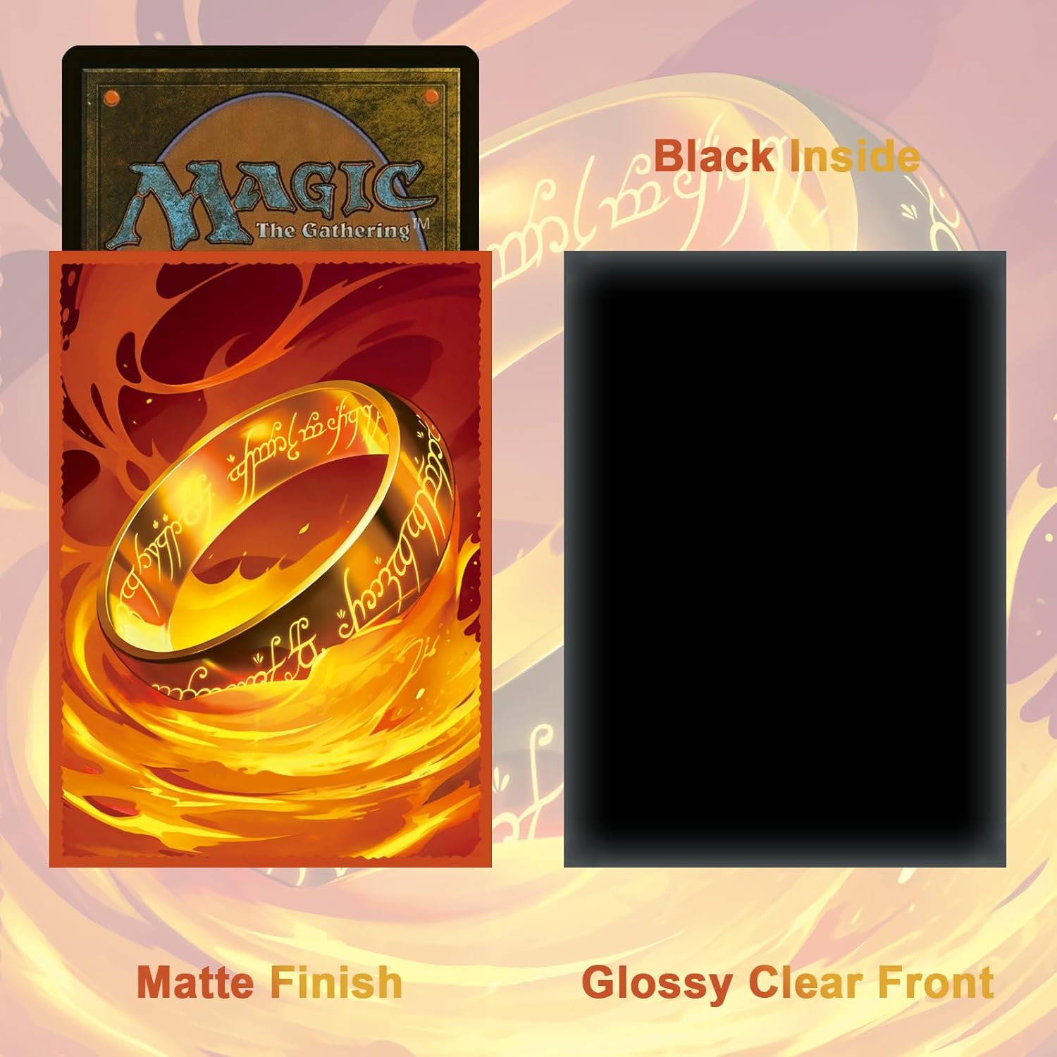 MTG Card Sleeves(The Ring) 100PCS Art Deck Protector, Matte Back & Clear Front, Standard Size Anime Card Sleeves for Magic the Gathering